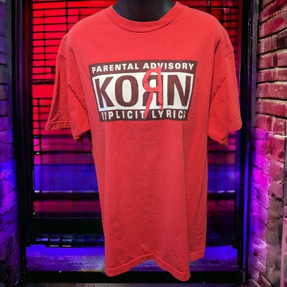 Korn Parental Advisory Explicit Lyrics Vintage Y2K Era T-Shirt - Picture 1 of 6
